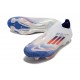 Zapatillas de Futbol adidas F50 + LL FG Ftwr Blanco Azul Lúcido Rojo