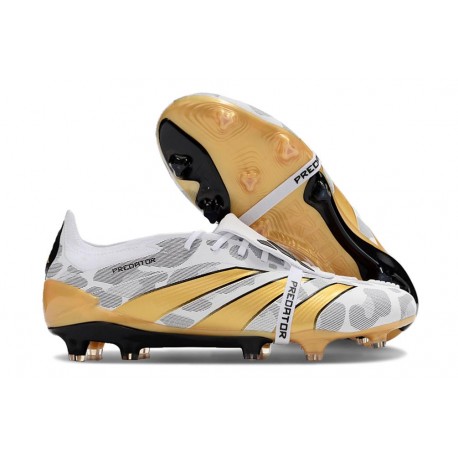 Bota adidas Predator Elite Tongue FG Blanco Negro Oro