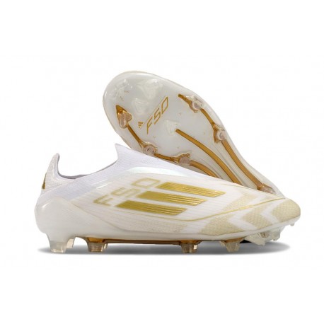 adidas F50 Elite Sin Cordones FG Ftwr Blanco Dorado Met