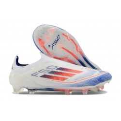 adidas F50 Elite Sin Cordones FG Ftwr Blanco Azul Lúcido Rojo