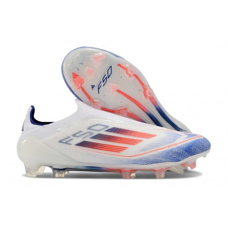 adidas F50 Elite Sin Cordones FG Ftwr Blanco Azul Lúcido Rojo