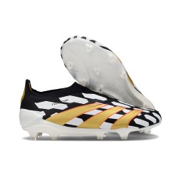 adidas Predator Elite Laceless Cesped Natural Seco Negro Blanco Dorado