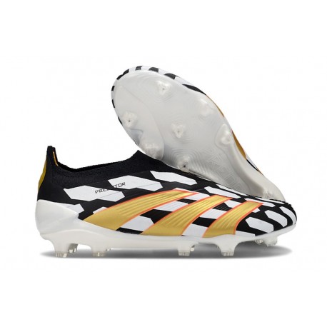 adidas Predator Elite Laceless Cesped Natural Seco Negro Blanco Dorado