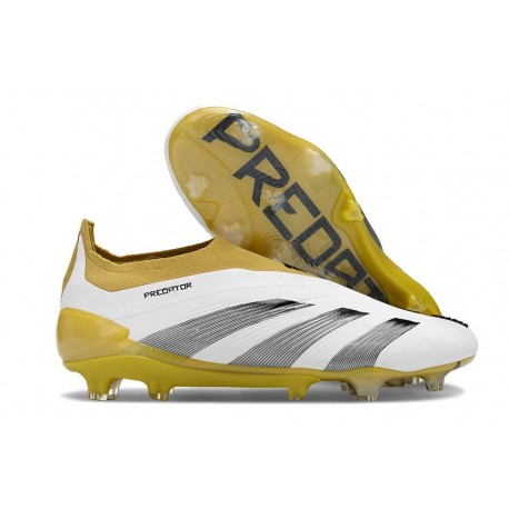 adidas Predator Elite Laceless Cesped Natural Seco Blanco Dorado Gris