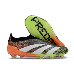 adidas Predator Elite Laceless Cesped Natural Seco Negro Blanco Naranja Verde