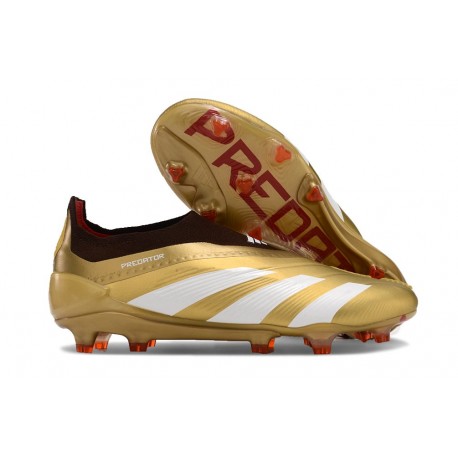 adidas Predator Elite Laceless Cesped Natural Seco Dorado Blanco Rojo