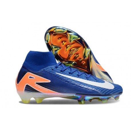 Botas Nike Mercurial Superfly 10 Elite FG Azul Blanco Naranja