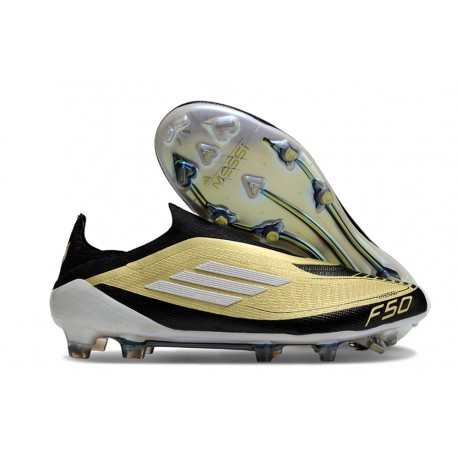 adidas F50 Elite Sin Cordones FG Dorado Met Negro Blanco