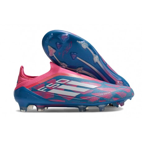 adidas F50 Elite Sin Cordones FG Solar Azul Ftwr Blanco Solar Rosa